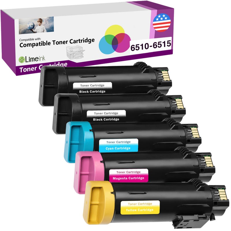 Limeink Compatible Toner Cartridge Replacement for Xerox 6515 for Xerox Phaser 6510 Toner for Workcentre 6515 106r03480 106r03478 Black Black and Color Combo 5 Pack - Image 1